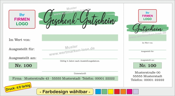 100 Geschenk-Gutscheine mit Perforation / Din Lang